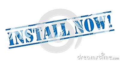 Install now blue stamp Stock Photo