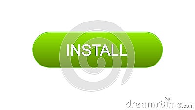 Install web interface button green color, application downloading, site design Stock Photo