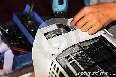 Installation Air conditioner Stock Photo