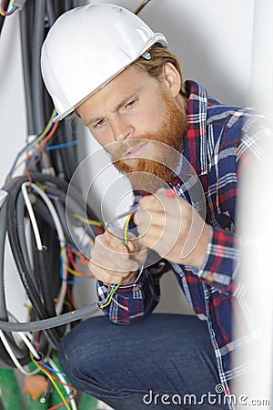 Installation cable systems Stock Photo