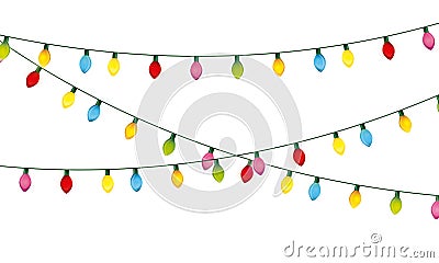 Installation of Christmas lights decoration Vector Illustration