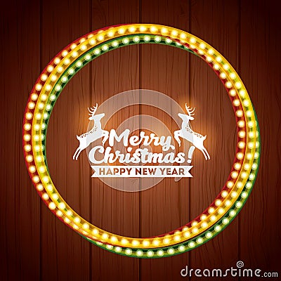 Installation of Christmas lights decoration Vector Illustration