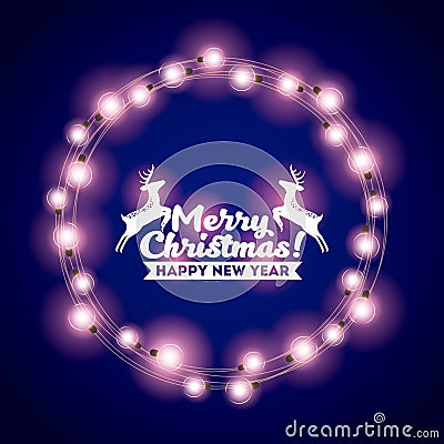 Installation of Christmas lights decoration Vector Illustration