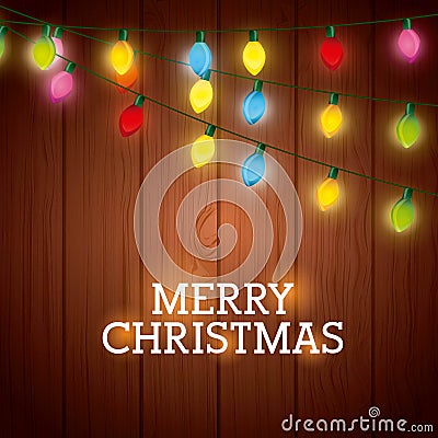 Installation of Christmas lights decoration Vector Illustration