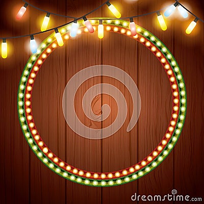 Installation of Christmas lights decoration Vector Illustration