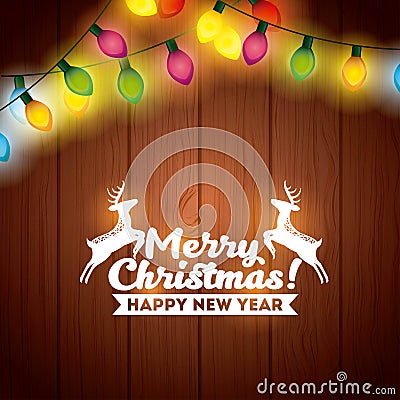 Installation of Christmas lights decoration Vector Illustration