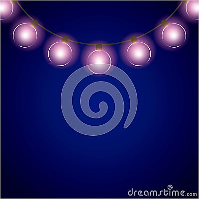 Installation of Christmas lights decoration Vector Illustration