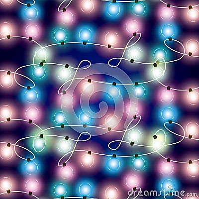 Installation of Christmas lights decoration Vector Illustration