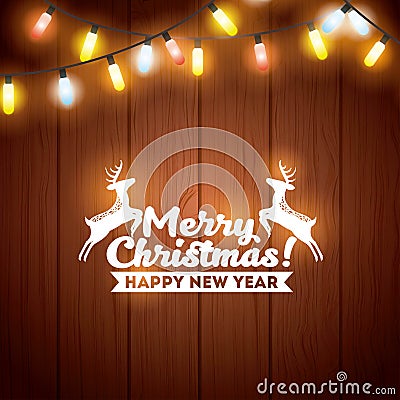 Installation of Christmas lights decoration Vector Illustration