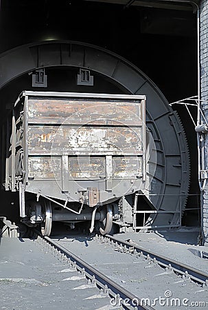 Installation for the coup (tipping) wagon (sometimes two) and sp Stock Photo