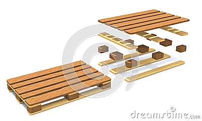 Installation diagram of warehouse pallet. Stock Photo