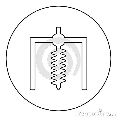 Installation for drilling rig symbol mining bore hole digger earth auger geodetic work icon in circle round black color vector Vector Illustration