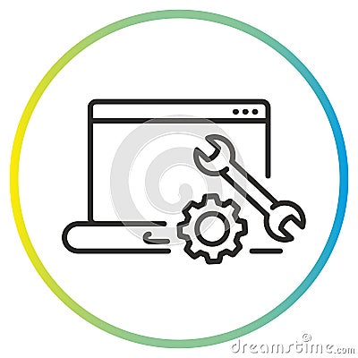 installation of drivers on pc, install software icon, computer update system, thin line symbol Vector Illustration