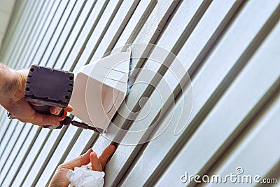 Installation of an exhaust fan for ventilation universal cap vent Stock Photo