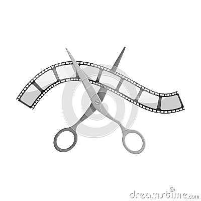 Installation of film.Making moviesingle icon in monochrome style vector symbol stock illustration web. Vector Illustration