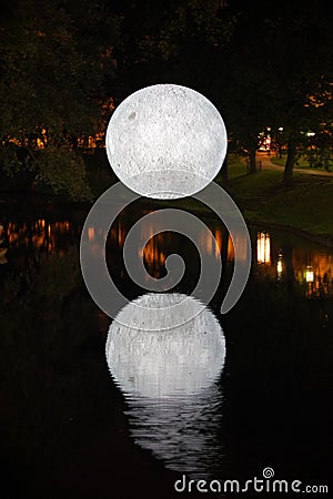 Installation of moon by Luke Jerram as part ot tour `Museum of the Moon` Editorial Stock Photo