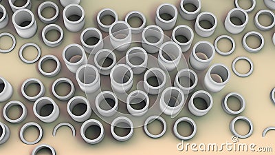 Installation of pipe objects, creative image for the different technological needs Stock Photo