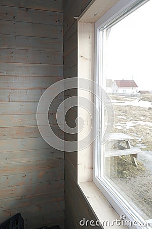 Installation of plastic windows Stock Photo