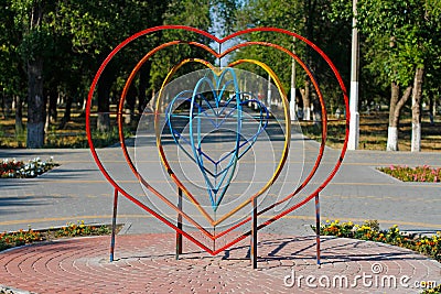 Installation in the shape of a heart Stock Photo