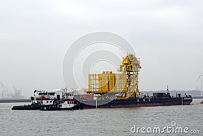 Installation towed to a drilling platform in the Northsea Editorial Stock Photo