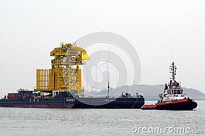 Installation towed to the North Sea Editorial Stock Photo