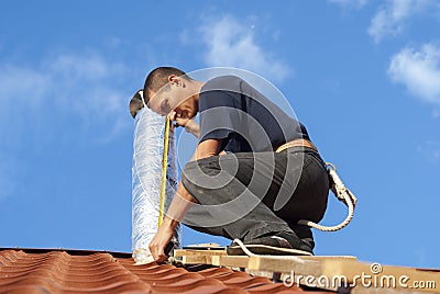 Installation of ventilation systems Stock Photo