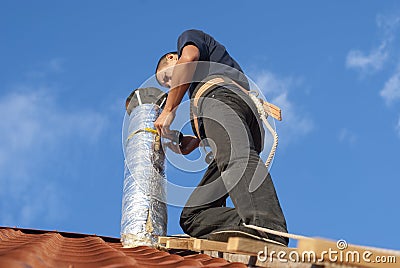 Installation of ventilation systems Stock Photo