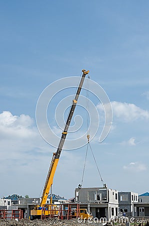 Installing concrete sheet. Editorial Stock Photo