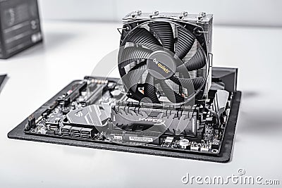 Installing random access memory into PC. Editorial Stock Photo
