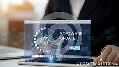 Installing update process. Software updates or operating system upgrades to keep your device up to date with enhanced Stock Photo