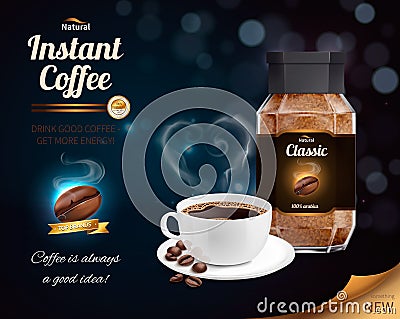 Instant Coffee Realistic Composition Vector Illustration