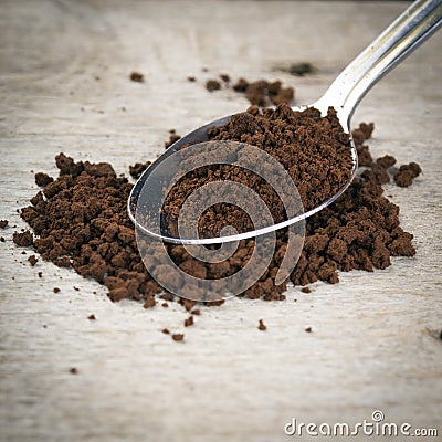 Instant coffee in the spoon Stock Photo