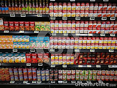 Instant food soup selection of gourmet supermarket. Editorial Stock Photo