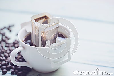 Instant freshly brewed cup of coffee Stock Photo