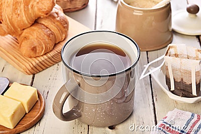 Instant freshly brewed cup of coffee Stock Photo
