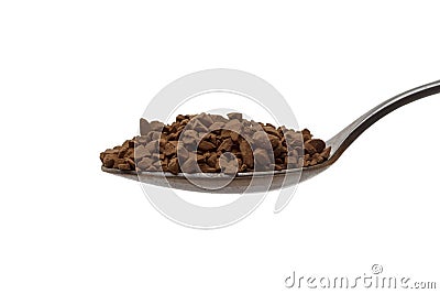 Instant granulated coffee in a spoon isolated on white background top grade Stock Photo
