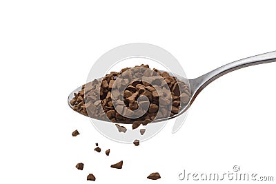 Instant granulated coffee in a spoon isolated on white background top grade Stock Photo