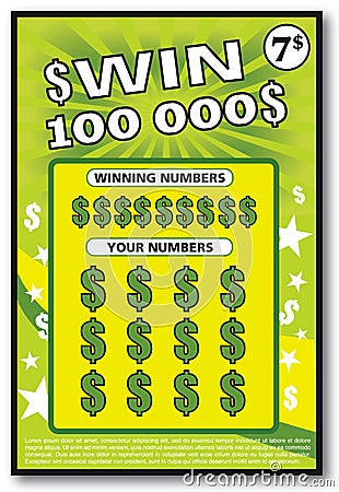 Instant lottery ticket scratch off Vector Illustration