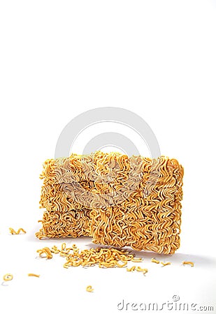 Instant noodles Easy to cook, cheap food on a white background.Use lights and flash for contrast Stock Photo