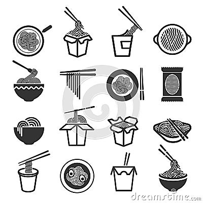 Instant noodles icon set Vector Illustration