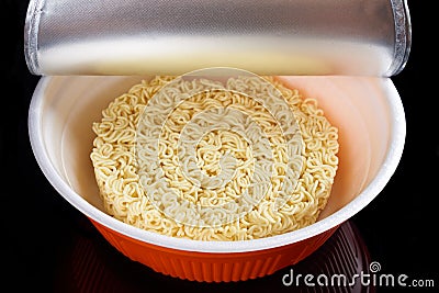 Instant noodles in the plate Stock Photo
