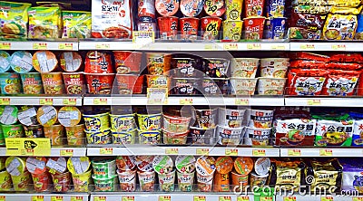 Instant noodles in Supermarket Editorial Stock Photo