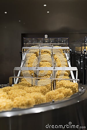 Instant noodles transmitted out of production center Stock Photo