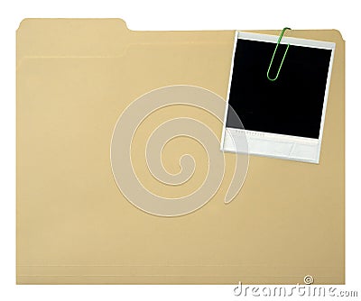 Instant print and file folder Stock Photo