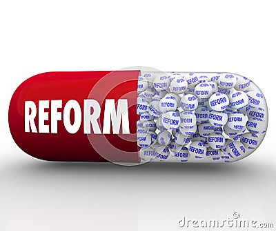 Instant Reform - Capsule Pill Promises Improvement and Fix Stock Photo