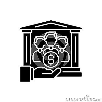 Institutional donor black glyph icon Vector Illustration