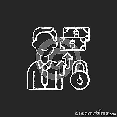 Institutional donor chalk white icon on black background Vector Illustration