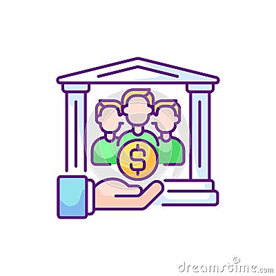 Institutional donor RGB color icon Vector Illustration