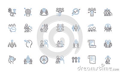 Institutional framework line icons collection. Governance, Policy, Regulation, Compliance, Authority, Mandate, Rules Vector Illustration