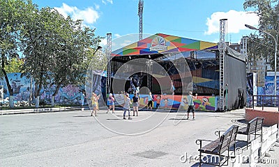 Dance school in the city garden Editorial Stock Photo